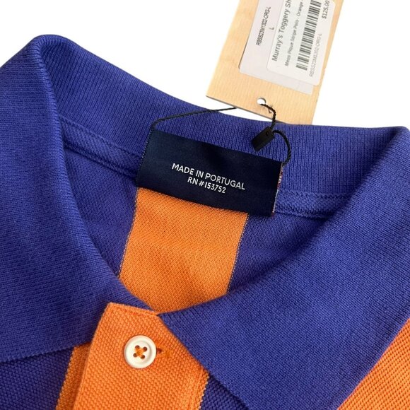Rowing Blazers Mens Pique Striped Polo Orange Purple Size L NWT Preppy Eclectic - Picture 7 of 12